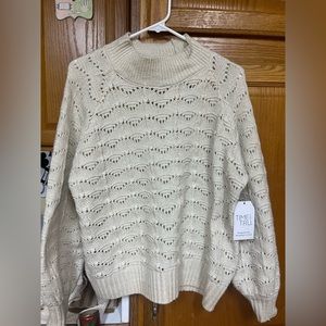 NWT Time and Tru turtleneck pointelle lurex sweater women’s large